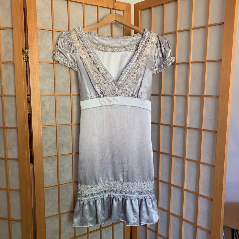 Metallic short sleeve mini dress